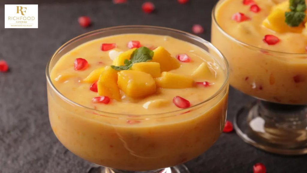 Mango Pudding Topping with Assorted Mix Fruits from RichFood Catering