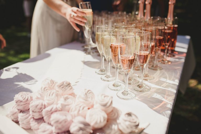 Glasses Of Champagne And Pink Zephyrs - catering service in singapore